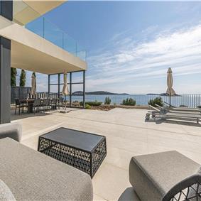 3 x 5 bedroom seafront villa with heated infinity pool near Rogoznica, sleeps 10